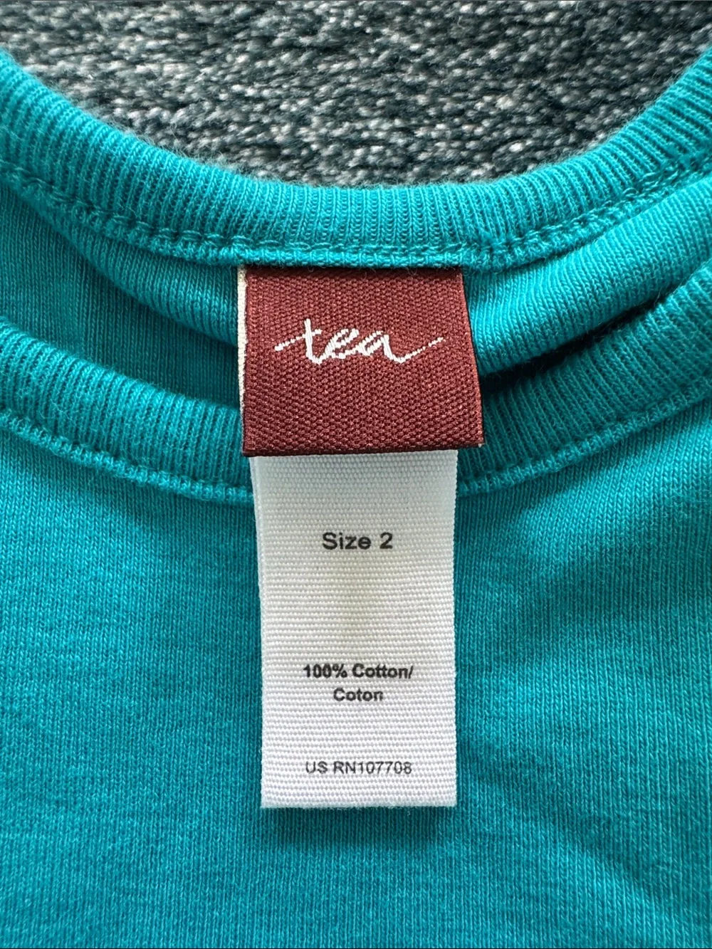 Tea Collection Teal Top Floral Print Casual Dress